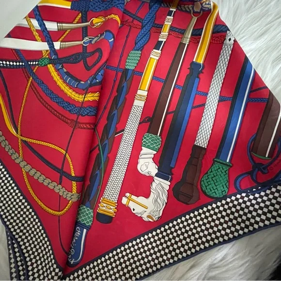 Hermès Fouets Et Badines Silk scarf Foulard. - Picture 12 of 16